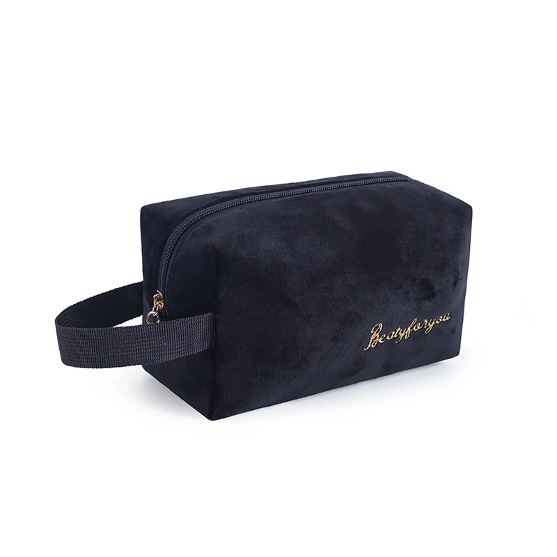 Personalized wholesale custom velvet cosmetic bag travel toiletry make up pouch bags