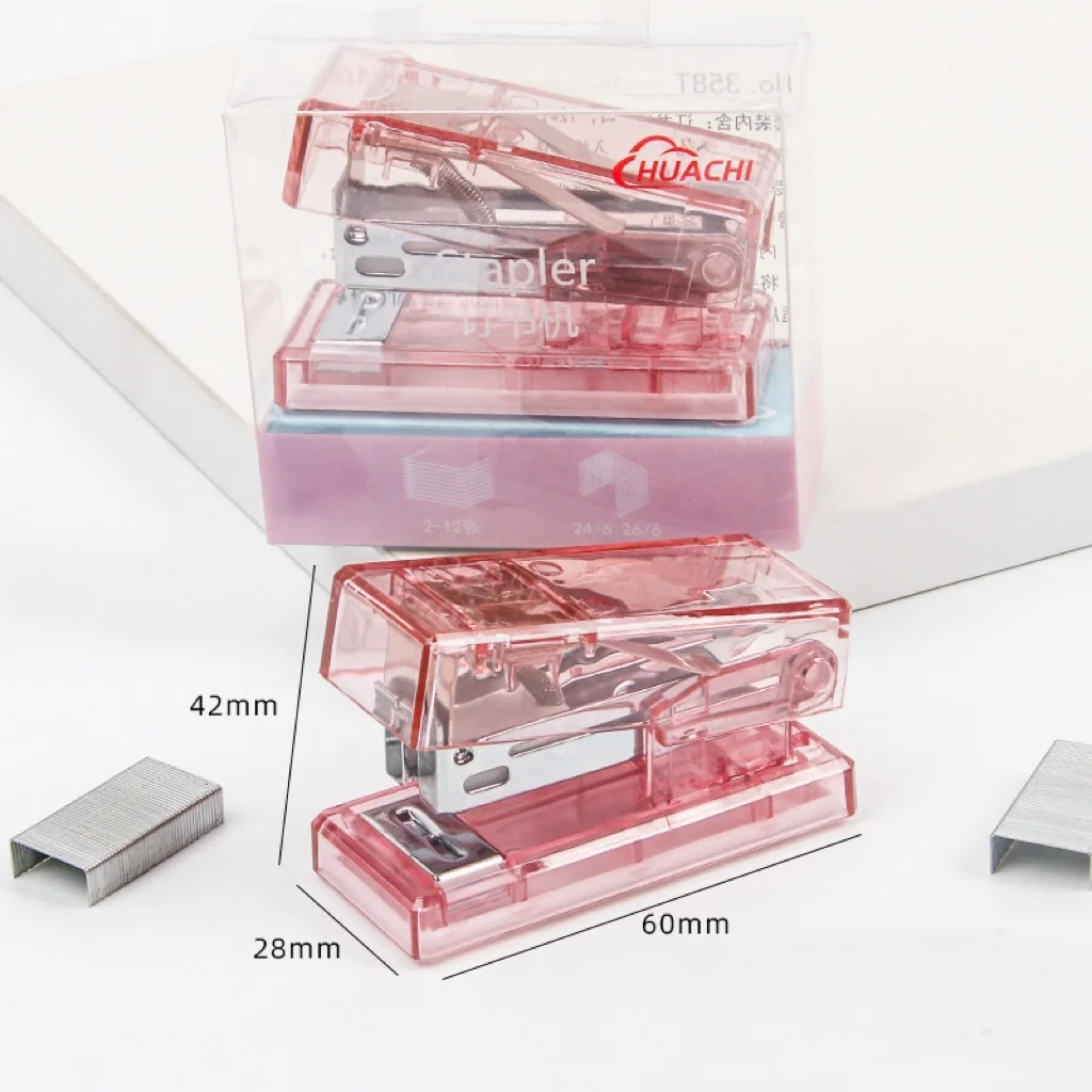 Mini transparent student binding set portable stationery stapler