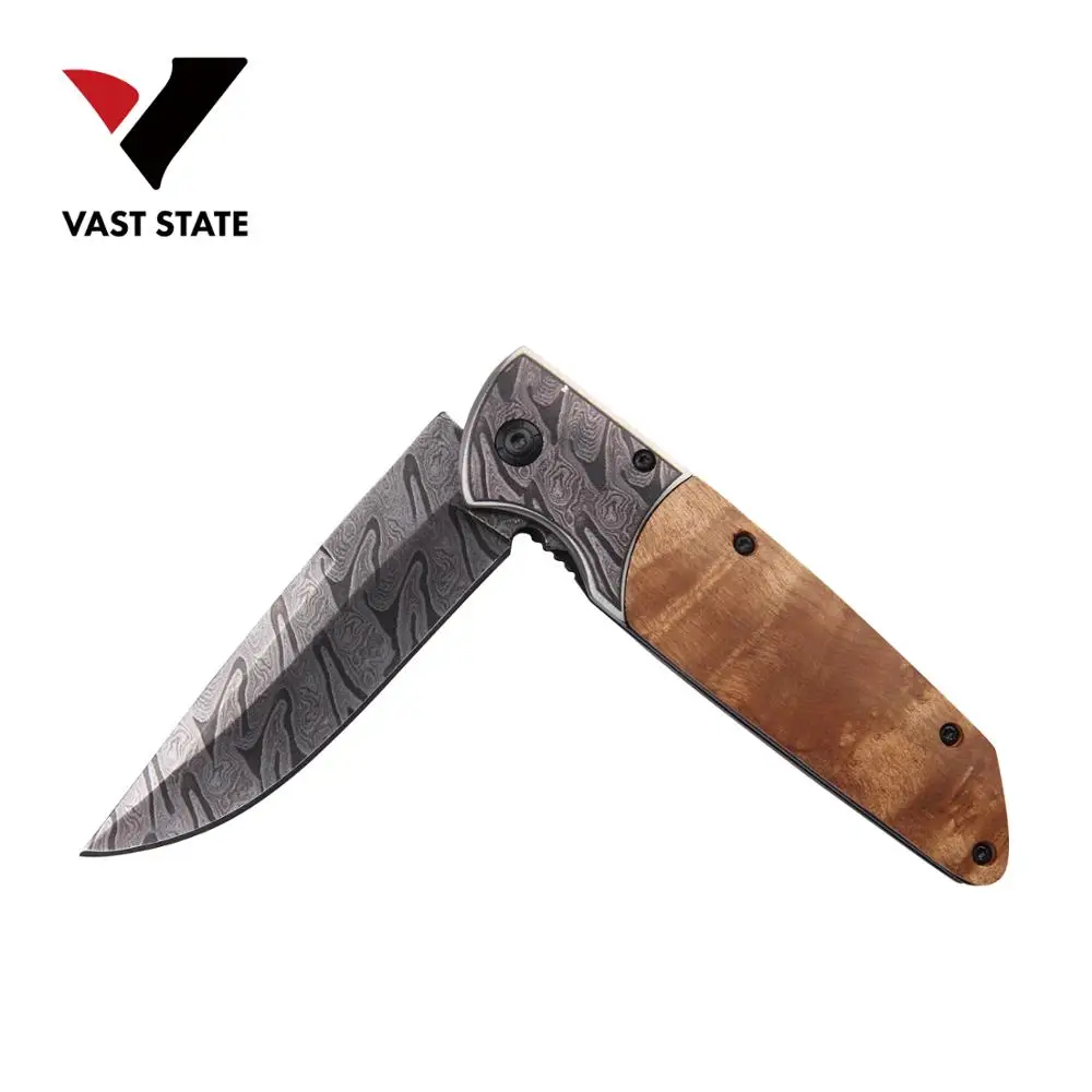 
The Best Wood Folding Knife With Stainless Steel Red Wood Handle Pocket Knife 