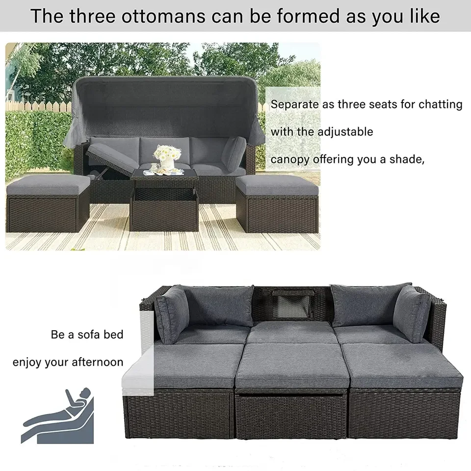 Outdoor Sectional Garden Sofa Set Patio Rattan Conversation Set Wicker Garden Sets
