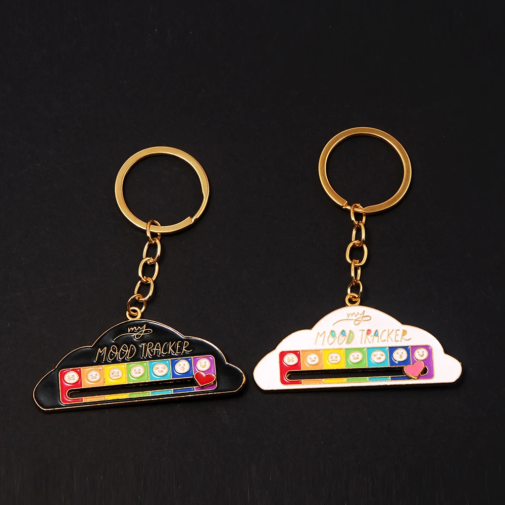Cute Cartoon My Emotion Manager Cloud Keychains Emotion Zinc Alloy Metal Social Battery Keychain Charms