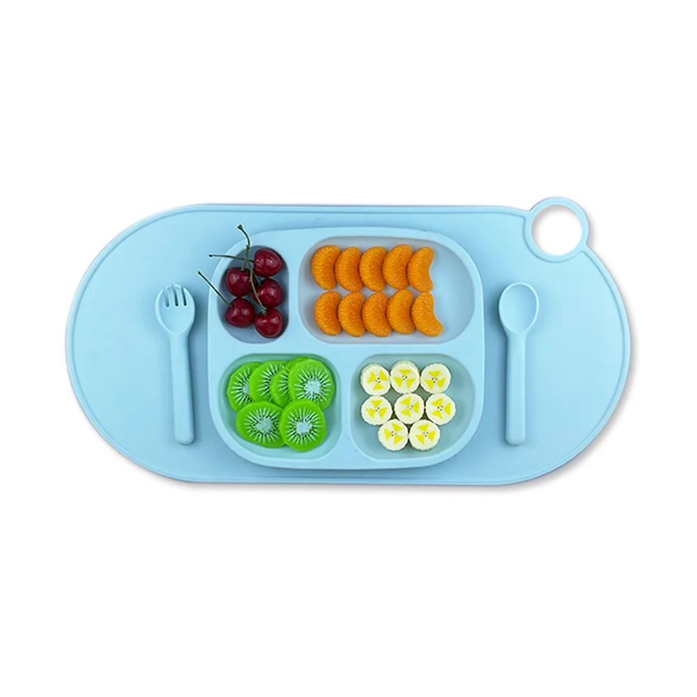 Eco-Friendly Kid Toddler Food Feeding Set 3pcs Eating Tableware Bib Spoon Bowl Children Toddler Baby Silicone Feeding Set