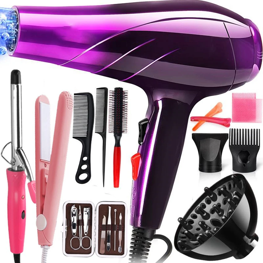 High Power Professional Household Blue Anion Hair Dryer Full Set Of Accessories Hair Dryer Accessories Electric Blower