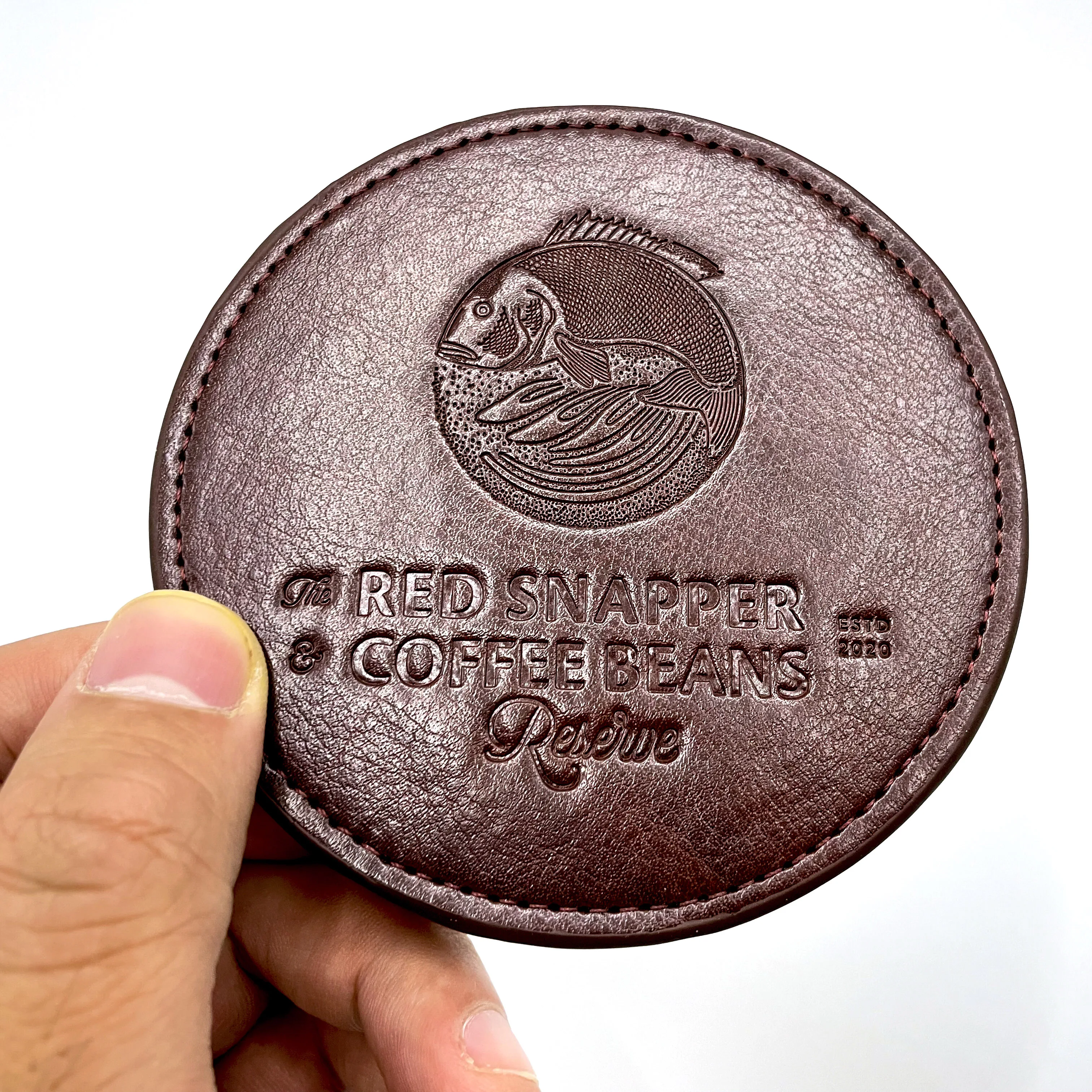 Bulk Heat Resistant Hotel Colorful Coffee Drinks Tea Cup Mat New Design Hot Pressing with Gild Logo PU Leather Coaster Set