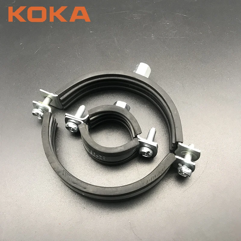 China Factory Stainless Steel Galvanized Conduit Hanger HDG Screw Two Piece EPDM Pipe Clamp