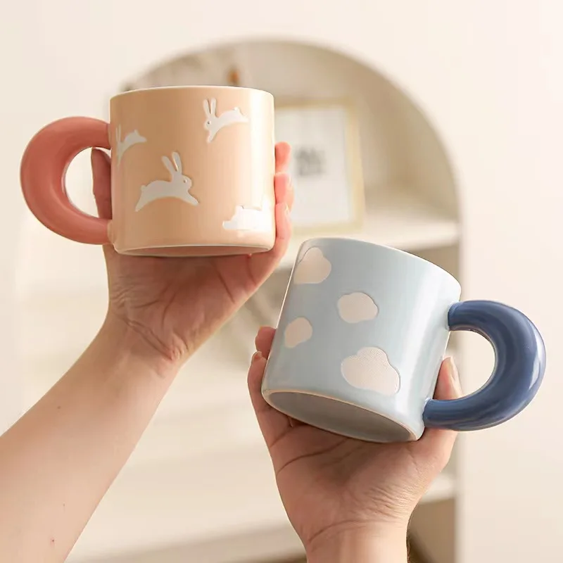 Nordic Ins Style Vintage Ceramic Chubby Cute Coffee Cup Pangpang Fat Mug Creative Novelty Cup