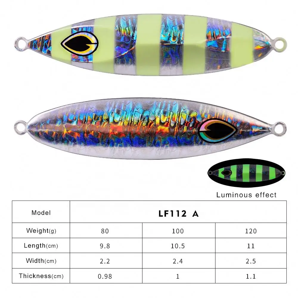 High Quality Saltwater Jigging Bait Fishing Lure 80G 100G 120G Long Cast Sea Fishing Metal Lead Slow Pitch Jigs