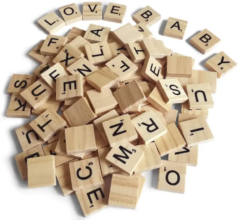 28482 120pcs  DIY Wood Gift Decoration Wooden Tile Letters For Making Alphabet Coasters and Scrabble Crossword Game