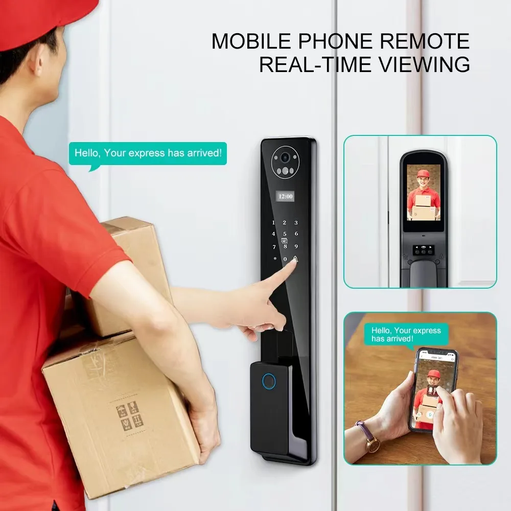 Tuya Intelligent Lock Card Fingerprint Smart Lock FaceID Steel Key Cylinder Stainless Battery Electronic digital door lock