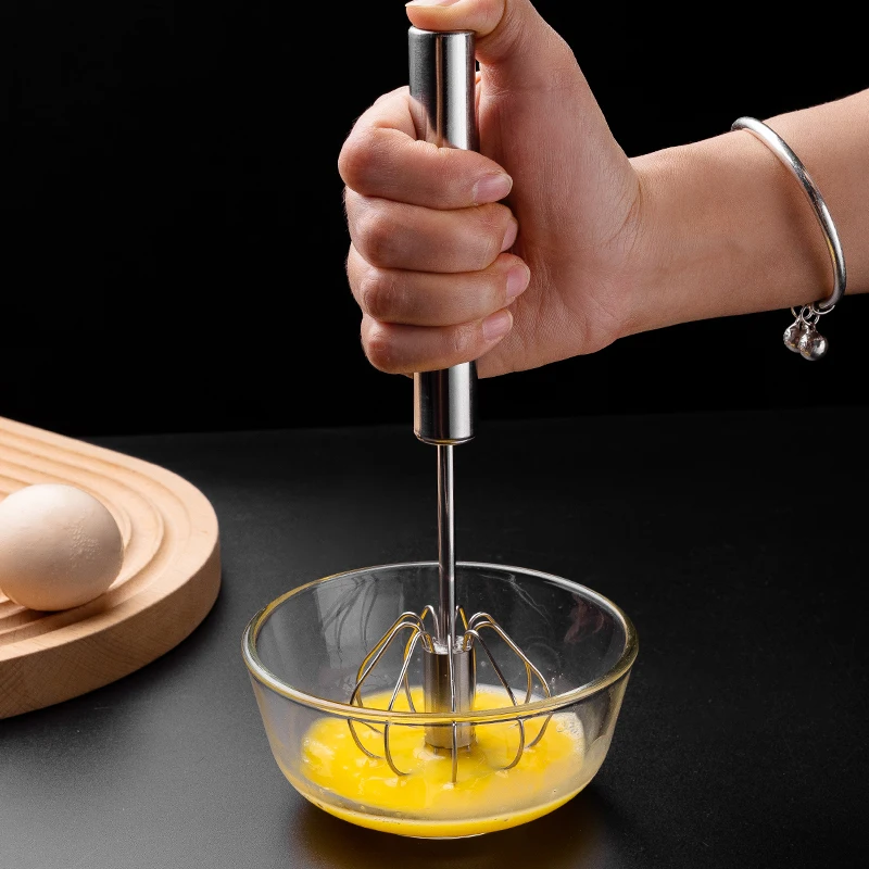 Hot Selling Semi-automatic Egg Beater Kitchen Utensils Stainless Steel Egg Mixer Egg Whisk Home and Kitchen Gadgets