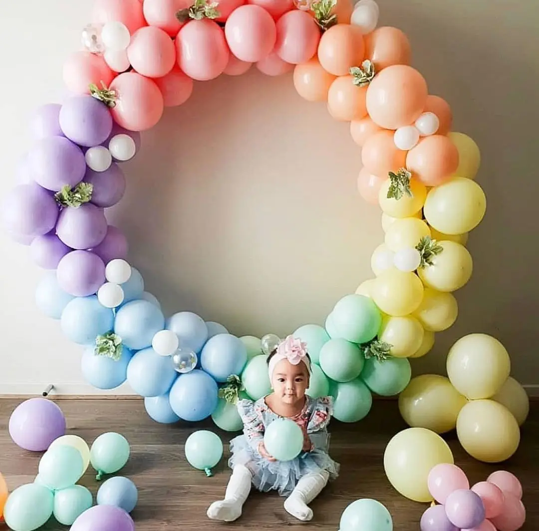 100pcs 10inch  Thickened  Wedding Birthday Decoration Candy Macaron Color Double-Layer Latex Balloon Balloon Arch Set