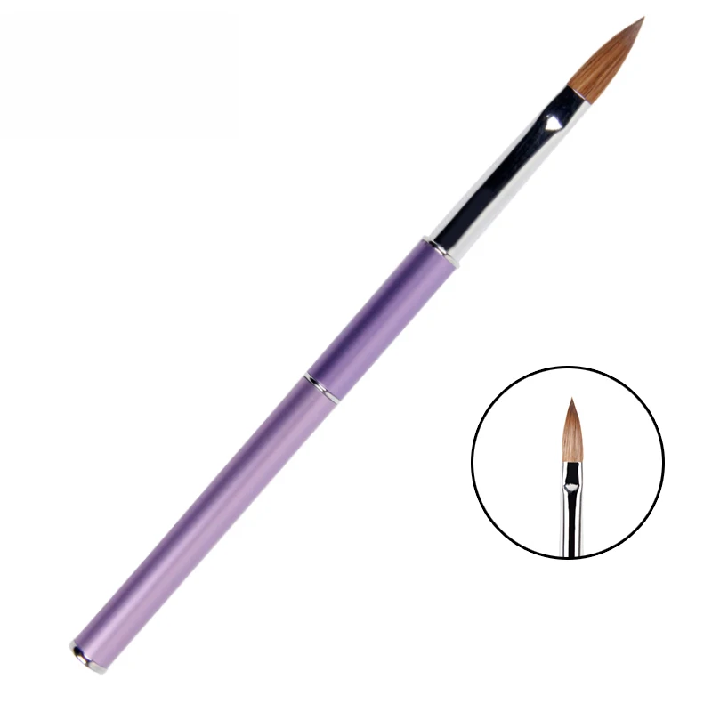 Hot Selling customized logo Purple 100% pure Kolinsky sable Acrylic handle Nail Art Nail Acrylic Brush