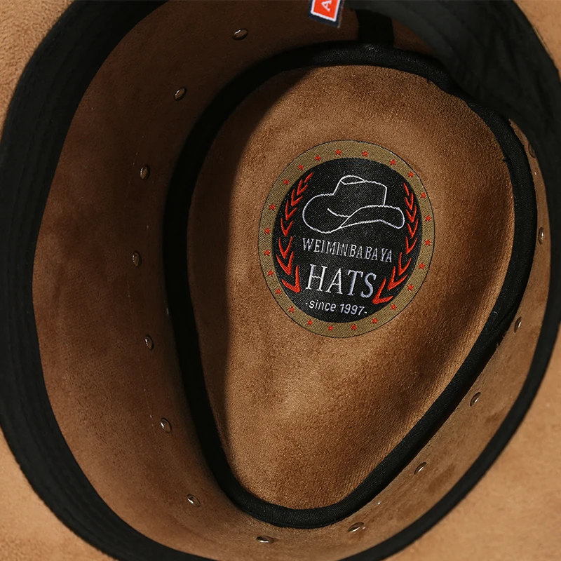 Ковбойская шляпа Outback, кожаные шапки в западном стиле, прочные кожаные шапки ручной работы для мужчин и женщин, 3 дюйма, бежевый/черный