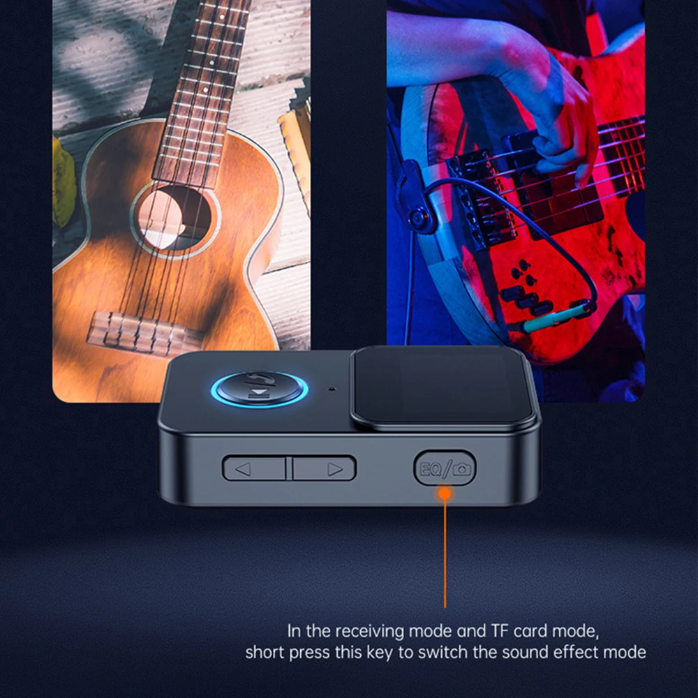 Mini MP3 Player Bluetooth 5.0 Audio Adapter 2 in 1 Transmitter Receiver with Screen Support Remote Control Photo