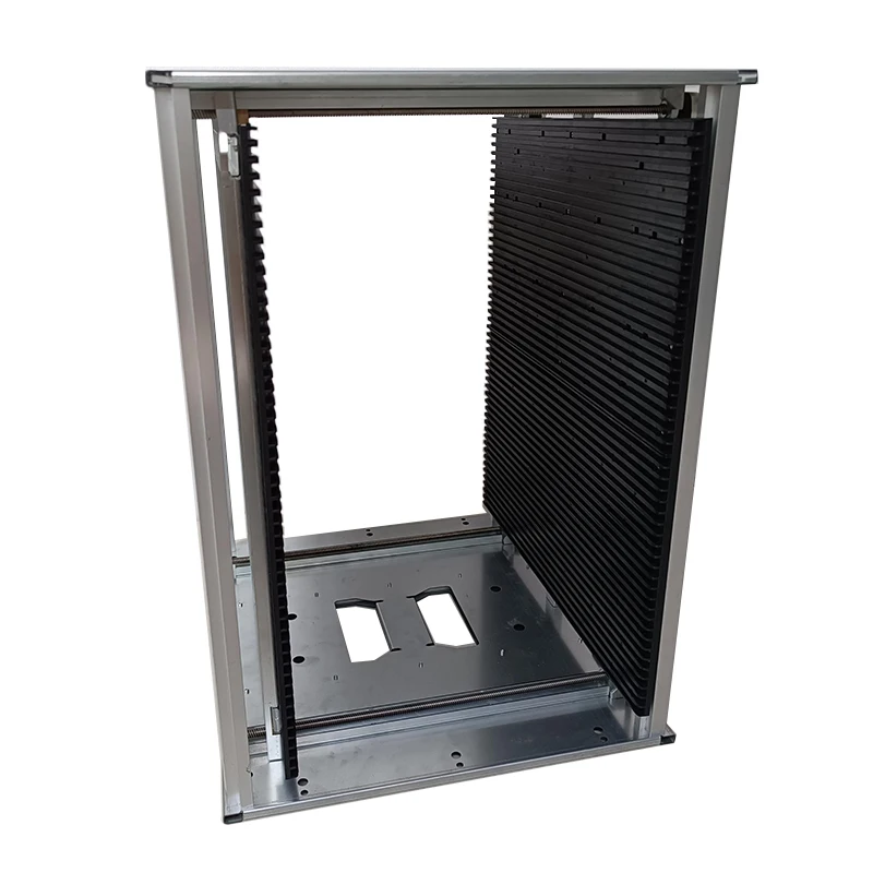 Leenol ESD Magazine Rack Supplier Cart Manufacturer Antistatic black Metal Standing ESD PCB Storage SMT Conductive Rack