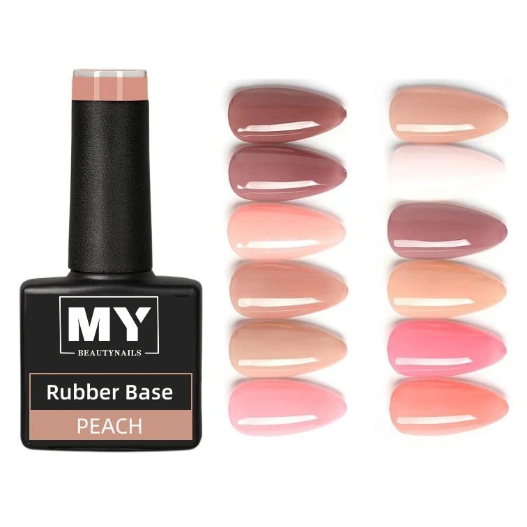 MyBeautyNails OEM Custom Elastic Rubber Builder Base Gel UV Soft Gel Polish 3 In 1 Colored Rubber Base