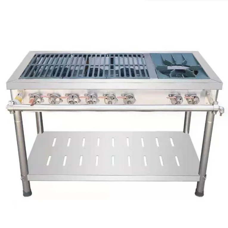 China Manufacturer Commercial Gas Stove Burner 4/6/8/10 Burner Korean Restaurant Table Top BBQ Grill