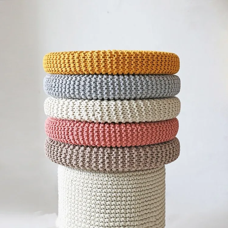 Sinyoo Manufacturer Direct Modern Style Bean Bag Round Pouffe Knit Handmade Ottoman Pouf For Home