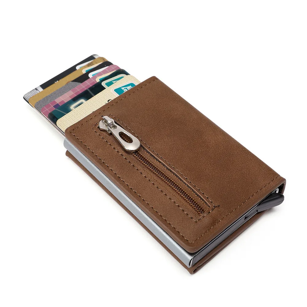 Ready to ship leather Anti-theft wallet  man smart card purse popular men rfid blocking wallet