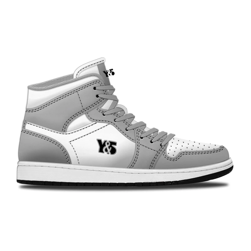 2022  fashion trend men Custom Brand Split Genuine Leather Logo Custom Men Fashion Casual  High Top Sneakers skateboard Shoes