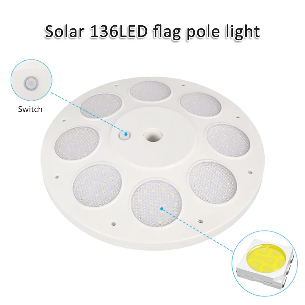 26 32 42 48 111 128 136 led Solar Garden Light Flag Pole Outdoor Yard Exterior Lights Outdoor Led Solar Powered Flagpole Light