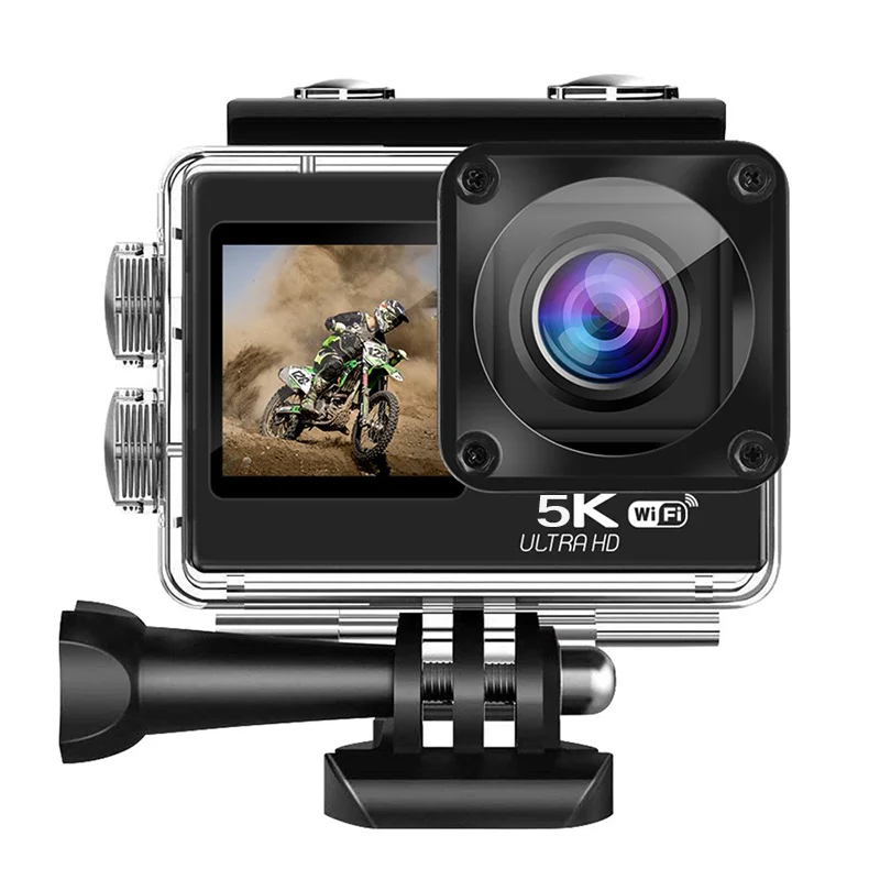 Waterproof  5K Selfie Dual Screen Sports Action Camera 30fps Touch Dual Screen  Wifi Full Hd 5K  Video  Sport Action Camera