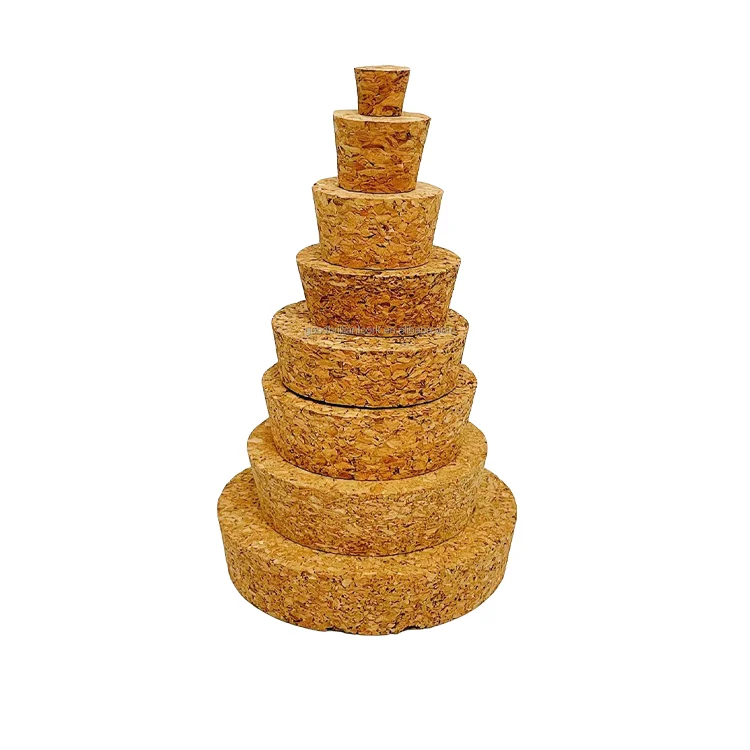 Customized Agglomerated Tapered Glass Bottle Wine Cork Stopper Wooden Cork Stoppers Lids for Bottles Jars Flasks Carton Accept