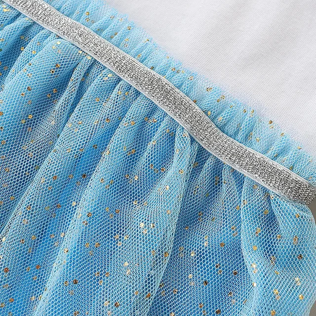 White Top And Blue Yarn Skirt Toddler Dress Girl 2-7 Year Old Girl Clothes