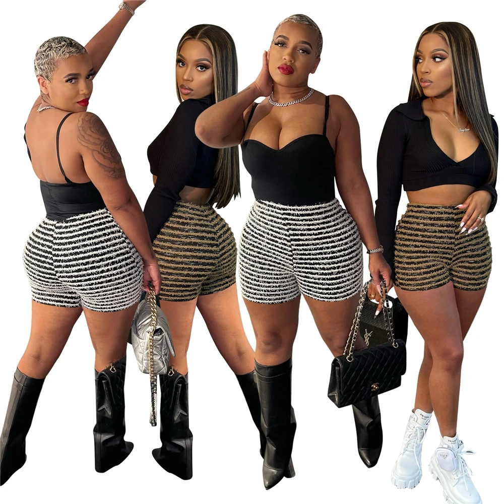 2023 New casual summer fashion Sexy skinny pants with stripes Zebra Fashion sexy summer high waist skinny shorts for women short