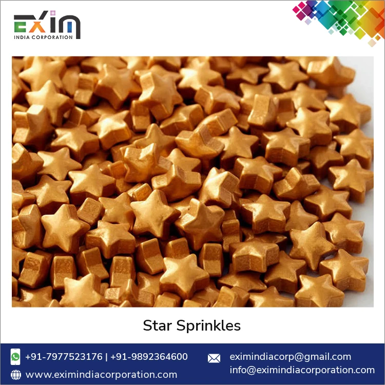 World Wide Selling Top Quality Ice-Cream and Sundaes Decoration Gold Color Sugar Star Sprinkles
