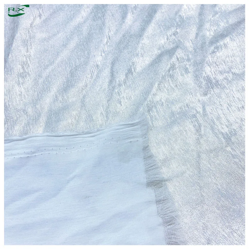 recycled polyester white metallic silky satin heavy shiny fabric for dresses