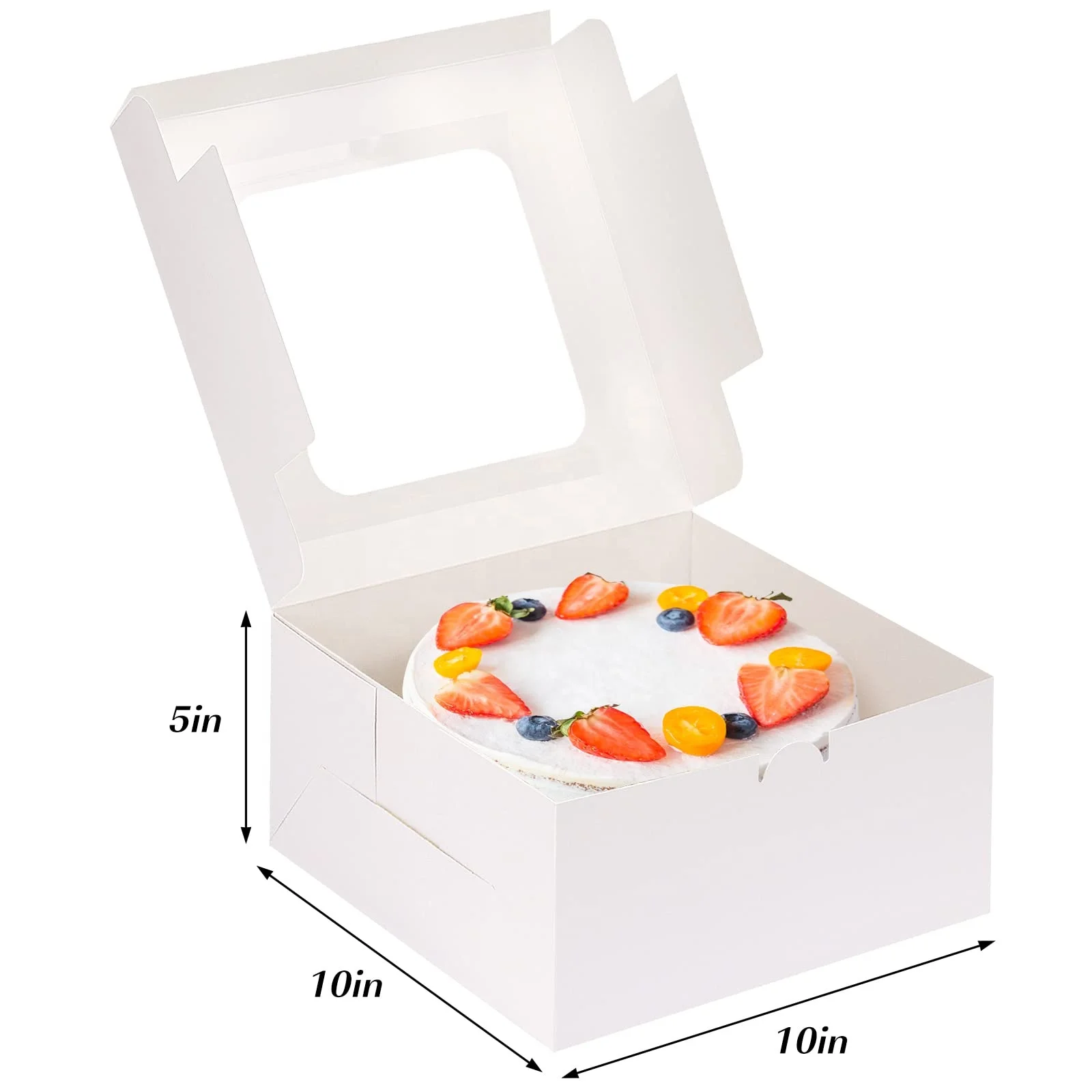 XJH Customize Cardboard Take Away Food Paper Cake Box with Clear Window Cupcake Cake Folding Box for Packaging