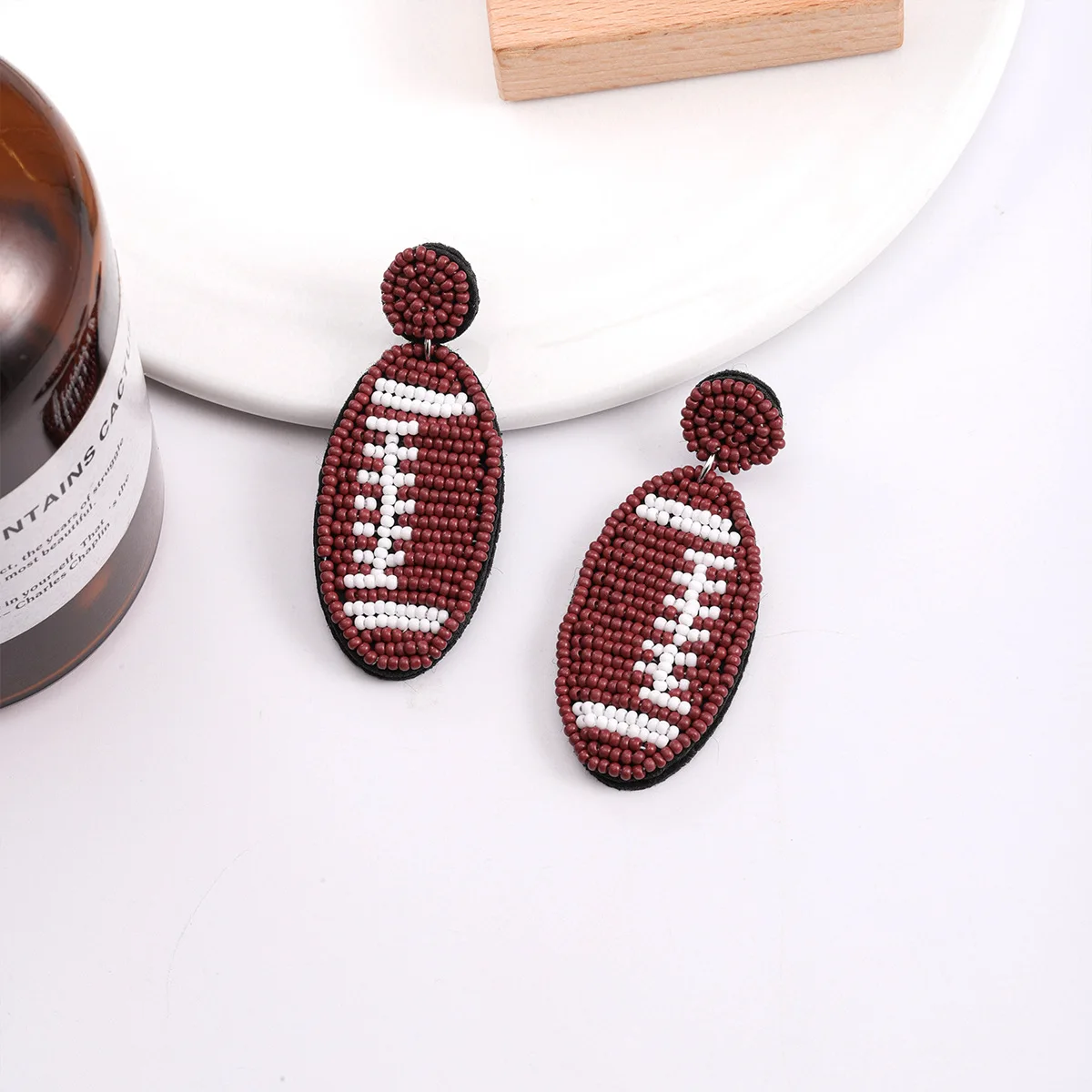 Custom Game Day Seed Beads Rugby Team Party American Football Drop Earrings Jewelry for women
