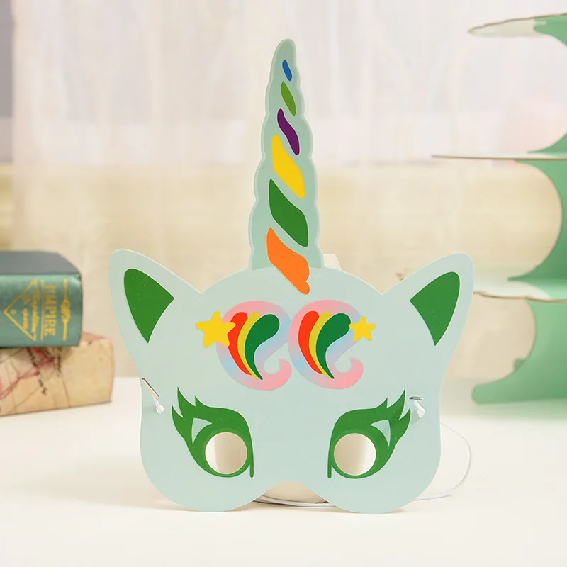 Wholesale 12PCS Cheap Paper Luminous Unicorn Mask for Kids Birthday Party Supplies