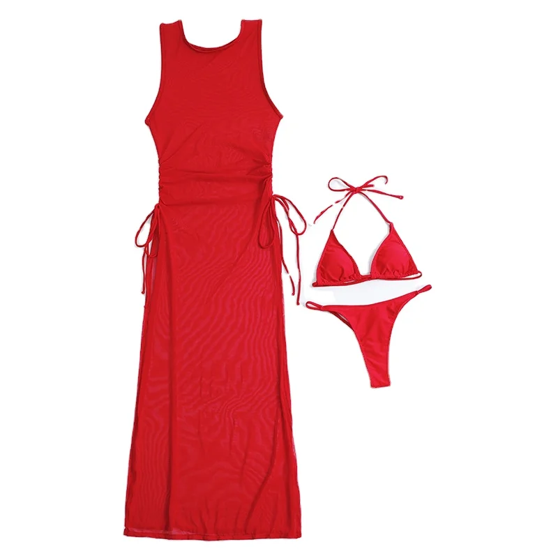 UV50+  Tan Through  Mesh Cover up 154 Solid Colors  Sexy  80% Nylon 20%Spandex Triangle Bikini Sets Bathing Suits Swimwear