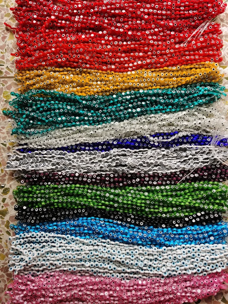 6mm round fashion lampwork evil eye glass beads