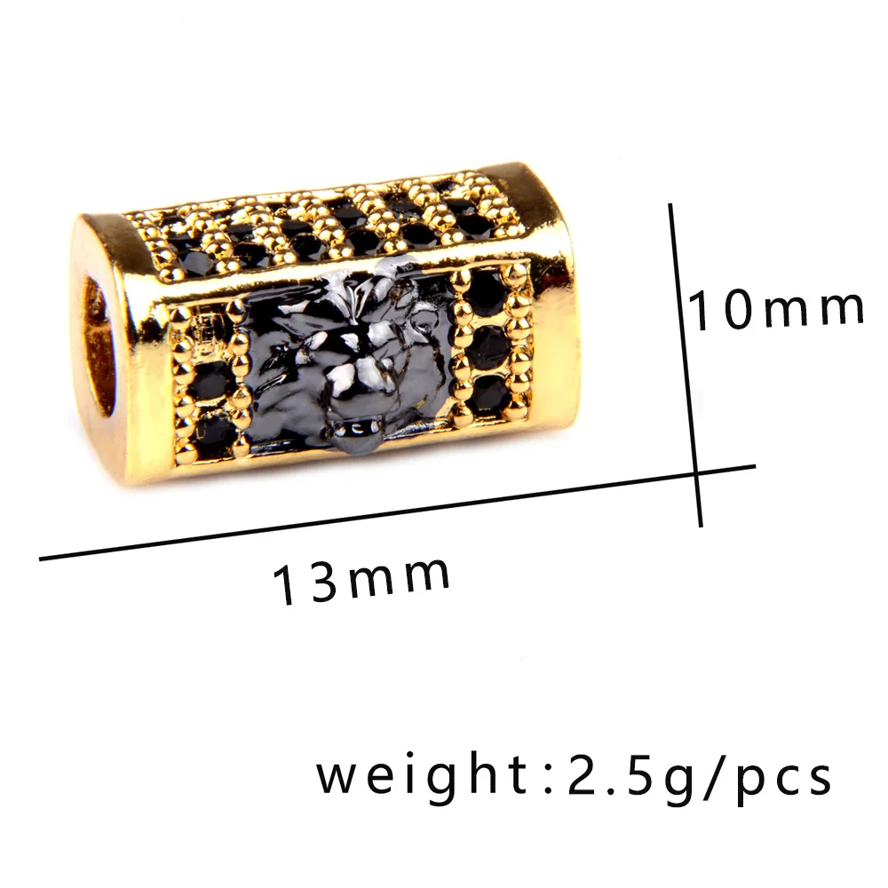 Vintage Cuboid Big Hole Lion Charms Gold Silver Plated Alloy Animal Spacers Beads For Bracelet Jewelry Making