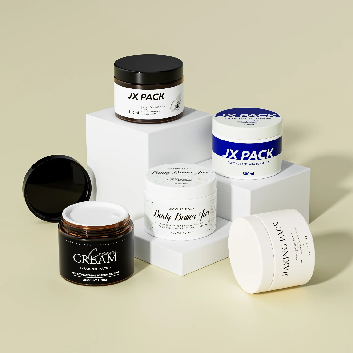 Wholesale 8oz  200 250 300  350 400 ml Custom Empty Wide Mouth Luxury Plastic PET Cosmetic Body Butter Scrub Jar Container