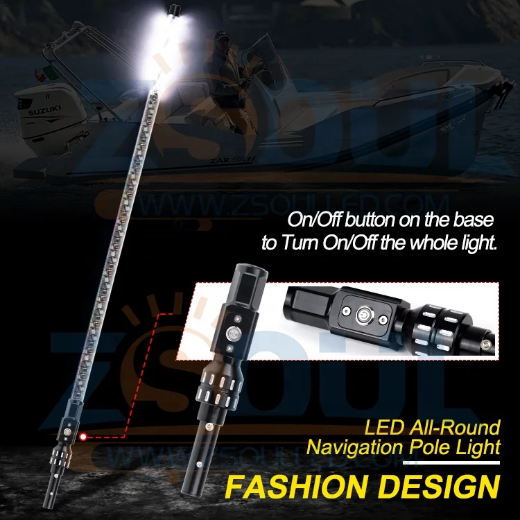 Top White Light LED All-Around Stern Pole Light Chasing Color By Remote Control LED Mount Marine Stern Light For Boat