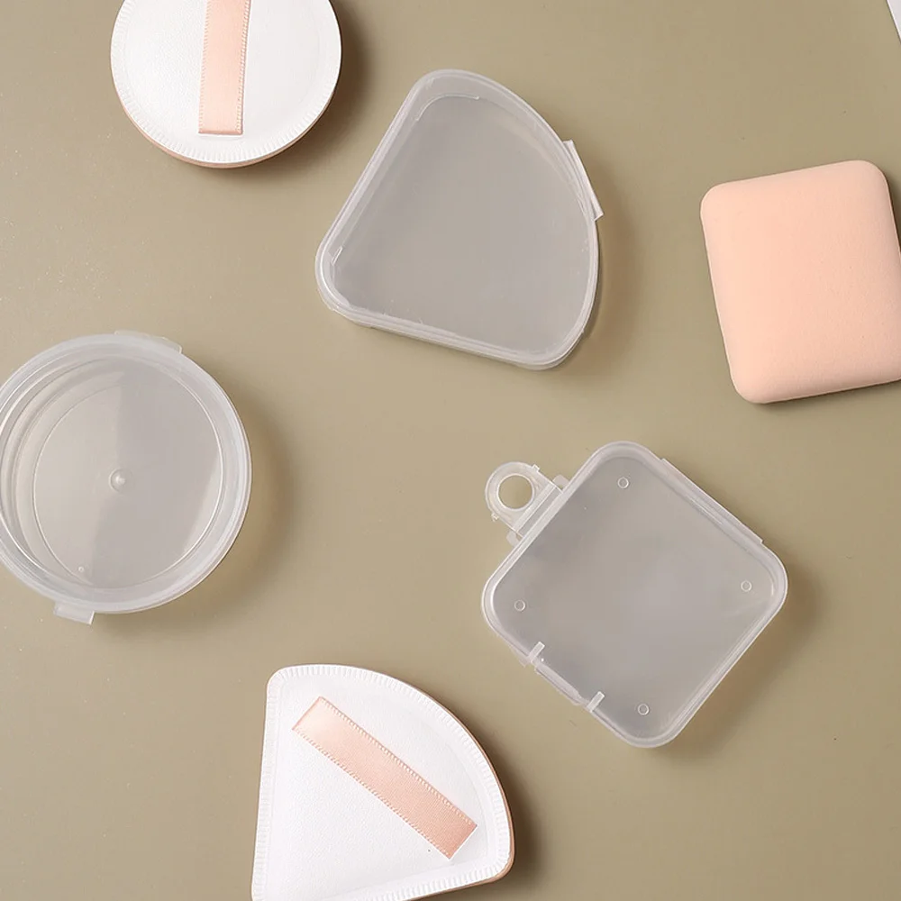 Mini PP Transparent Portable Sector Makeup Triangle Powder Sponge Puff Box