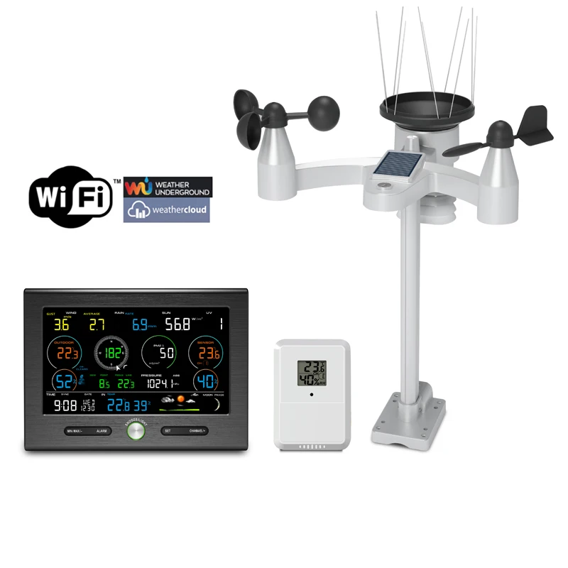 Home PM2.5 WiFi  Weather Station forcasters with 7-1 Sensor with wind and rain gauge, UV and Sunlight Index