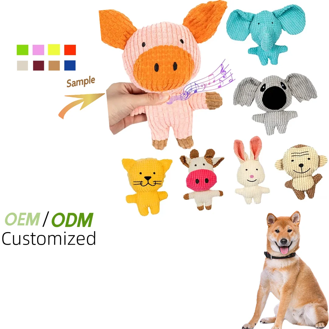 Wholesale new cute animal shapes interactive training chew cat dog corn plush toys squeaky