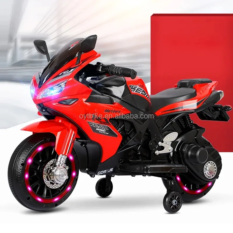 Istaride Red Ride-On Car with Remote Control Powered by Battery Unisex Powerwheels Mini Electric Motorcycle for Kids