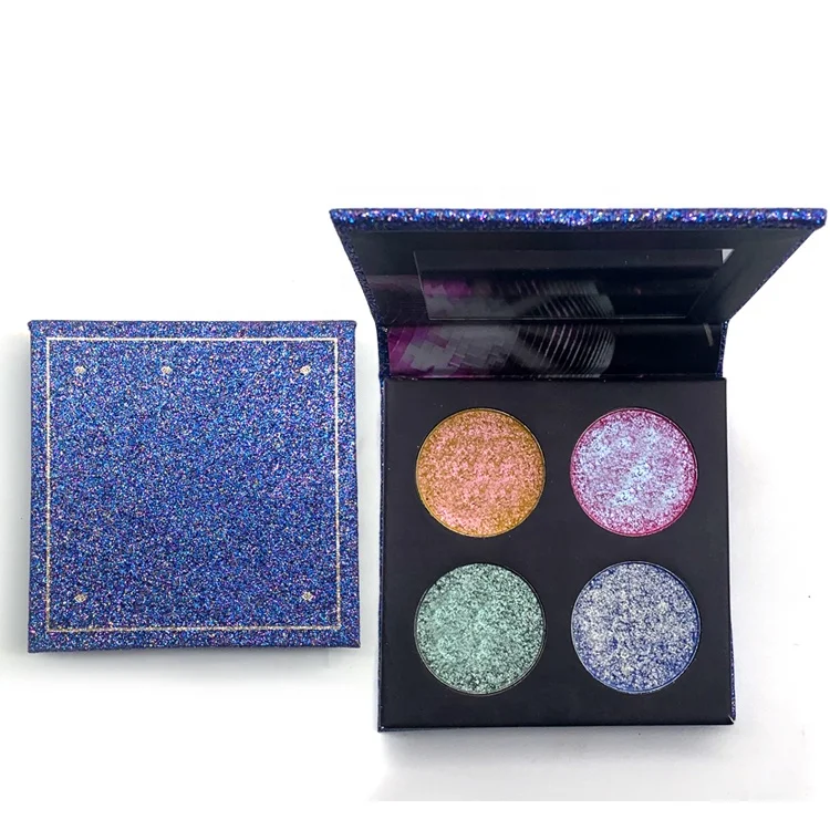 Mini 4-Pan Luxury Custom Private Label Duochrome Cameleon Glitter Eyeshadow Palette Luxury Powder Eye Shadow