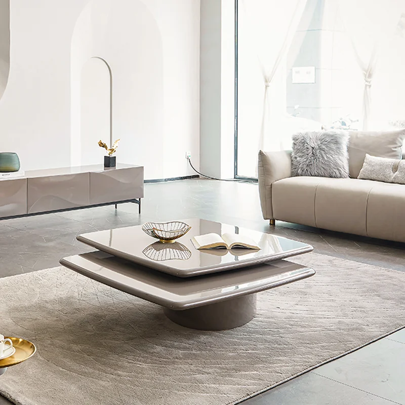 Custom Modern Swivel Coffee Table Living Room Wood Center Coffee Table Paint Luxury Tea Table