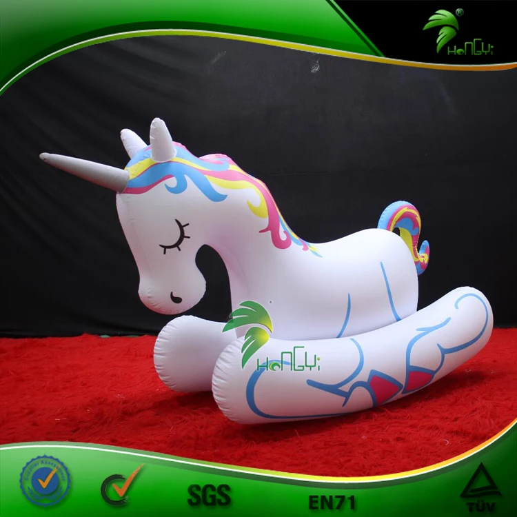 PVC Material Rocking Horse for Fun Custom Inflatable white Horse Ride on Horse