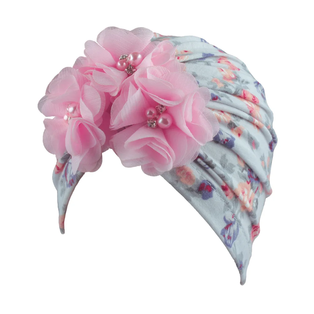 Floral print Newborn Hospital Hat Infant Baby Hats with Big Bow Soft Cute Knot Nursery Beanie cap baby tuban