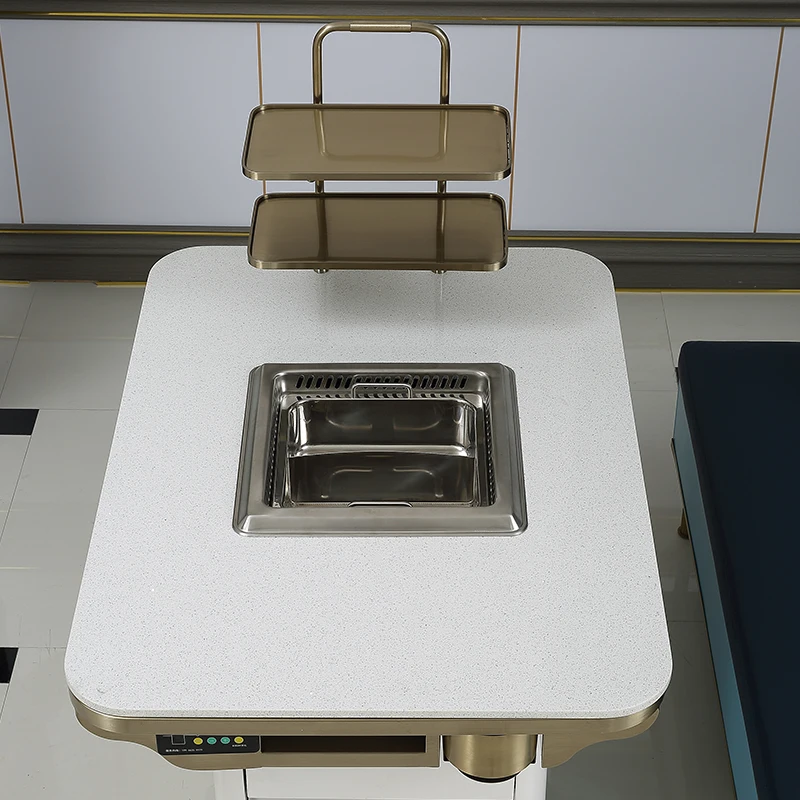 Zhuoyue HT-22 Recommend Korean Barbecue Table Square Sintered Stone Table Restaurant Tables With Grill