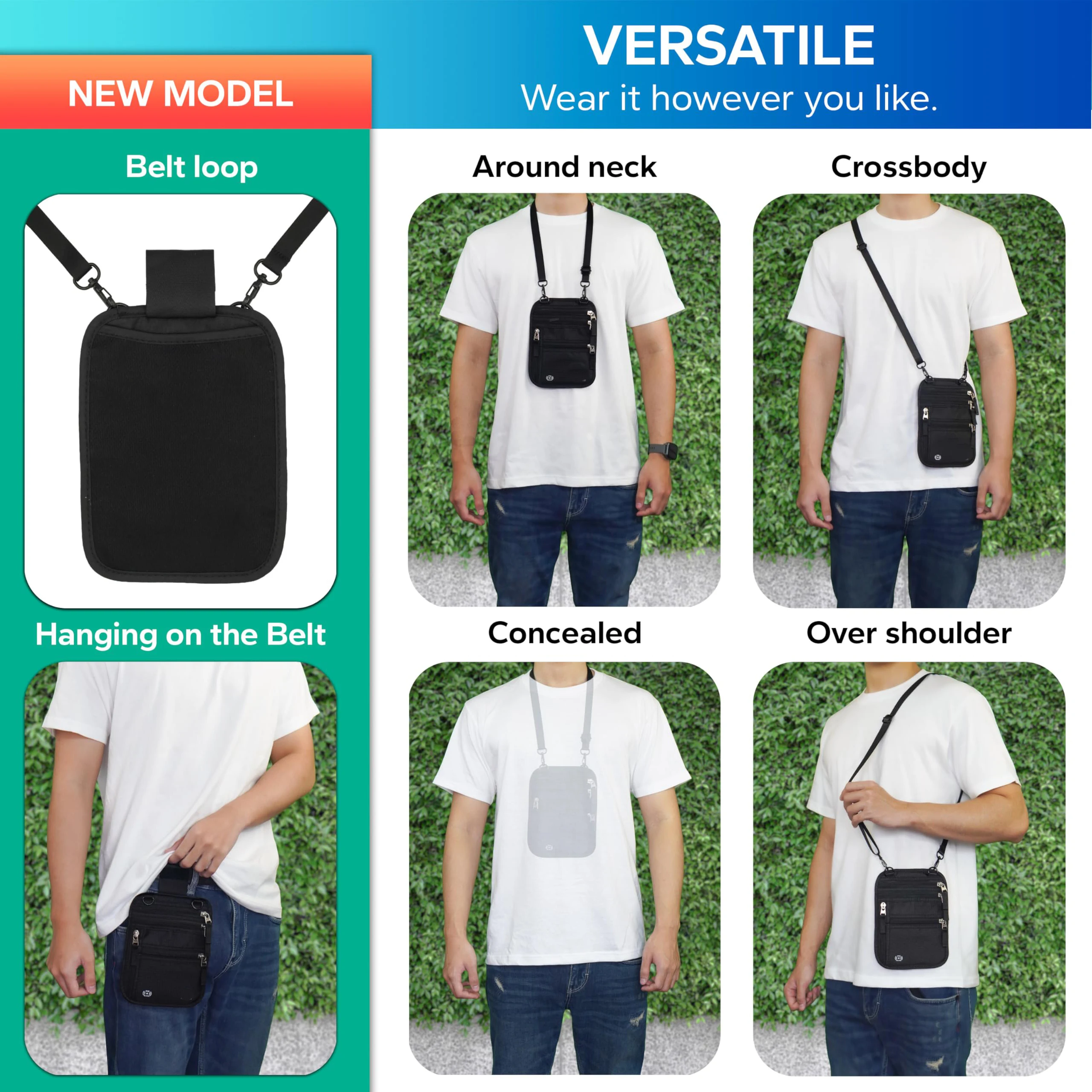 Wholesale Custom Travel Neck Wallet Pouch RFID Blocking Passport Holder for Women Men