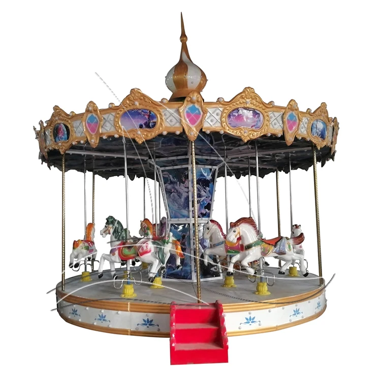 Luxury design 6 horse Fiberglass Coin Operated Kiddie Rides Machine fairground merry go round carousel for sale kids game park